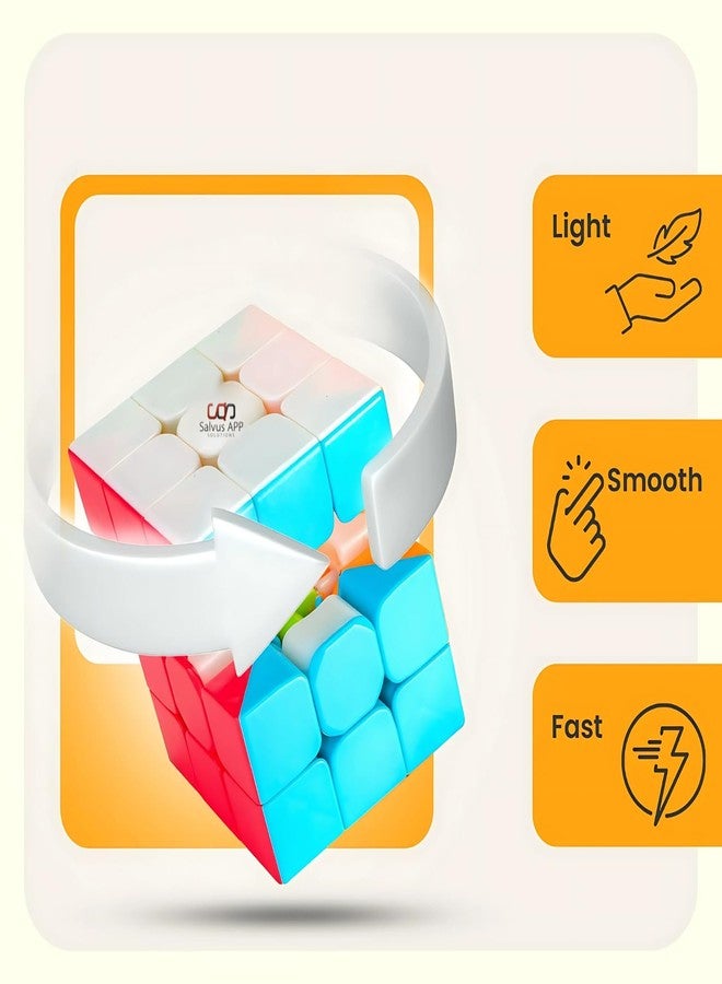 Salvus APP SOLUTIONS 3x3x3 Speed Cube Set of 2 - Stickerless Smooth Puzzle Toy for Kids & Adults | Fast Turn Brain Teaser for Age 5+, Beginners & Return Gifting - Image 3